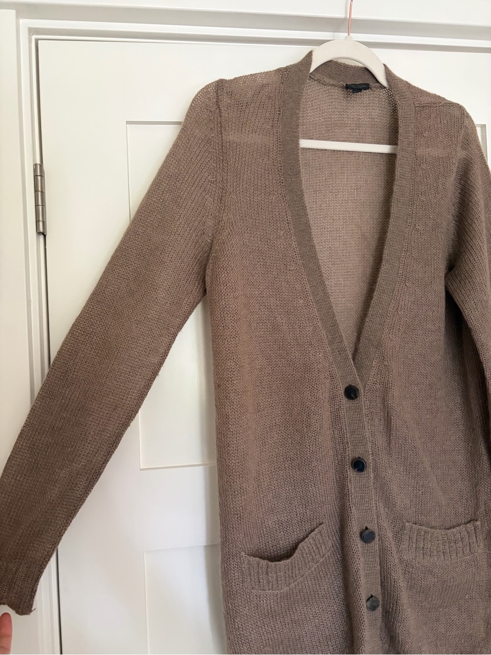 Aritzia Talula Babaton Mohair Blend Long Cardigan | Taupe Brown | M - Picture 4 of 7